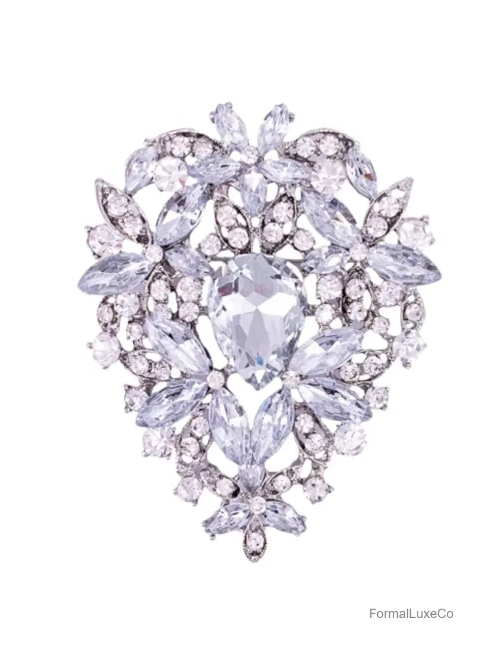 Sparkling Leaf Brooch Pin for Scarves Wraps Hats Crystal Rhinestone